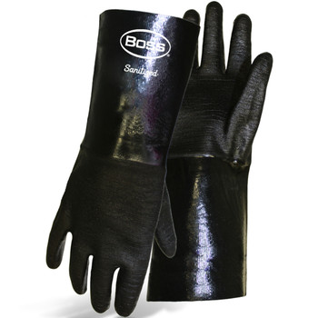 Chemguard+ 14" Long Heavyweight Neoprene w/Interlock Lined & Crinkle Grip - Black - 12/PR - 330-PIP-1SN2537