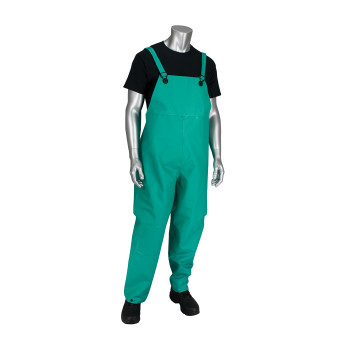 ChemFR Rainwear Treated PVC Bib Overalls - 0.42 mm - Green - 1/EA - 205-420B