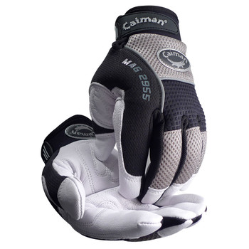 Caiman MAG Multi-Activity Glove w/Padded Goat Grain Leather Palm & Gray AirMesh Back - - 6/PR - 2955