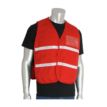 PIP Hi-Vis Apparel Non-ANSI Incident Comm& Vest - 100% Polyester - Red - 1/EA - 300-1508