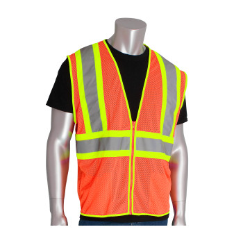 PIP Hi-Vis Apparel ANSI Type R Class 2 Value Two-Tone Mesh Vest - Orange - 1/EA - 302-MV