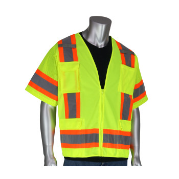 PIP ANSI Type R Class 3 Two-Tone Surveyor Eleven Pocket Vest - Hi-Vis Yellow - 1/EA - 303-0500