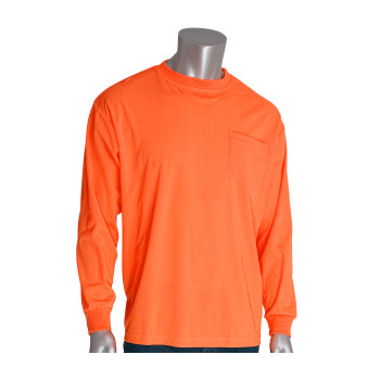 PIP Hi-Vis Apparel Non-ANSI Long Sleeve T-Shirt - Orange - 1/EA - 310-1100