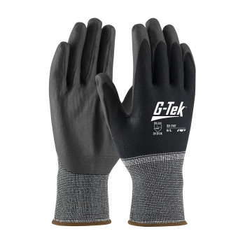 G-Tek Seamless Knit Nylon Glove w/Air-Infused PVC Coating on Palm & Fingers - Black - 1/DZ - 32-747