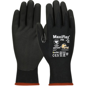 MaxiFlex Cut Seamless Knit DuPont Kevlar Glove w/Black MicroFoam Nitrile Coating - Palm & Fingertips - Touchscreen Compatible - Black - 1/DZ - 34-1743