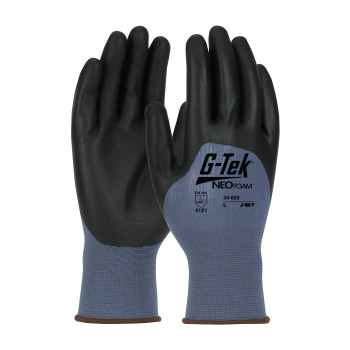 G-Tek NeoFoam Seamless Knit Nylon Glove w/NeoFoam Coated Palm  Fingers & Knuckles - Light Duty - Blue - 1/DZ - 34-603
