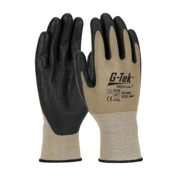 G-Tek NeoFoam Seamless Knit Nylon Glove w/NeoFoam Coated Palm & Fingers - Micro Dotted Grip - Brown - 1/DZ - 34-645