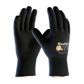 MaxiFlex Endurance Seamless Knit Nylon / Elastane Glove w/Nitrile Coated MicroFoam Grip on Full H& - Micro Dot Palm - Touchscreen Compatible - Black - 1/DZ - 34-8745