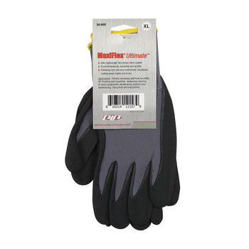 MaxiFlex Ultimate Seamless Knit Nylon / Elastane Glove w/Nitrile Coated MicroFoam Grip on Palm & Fingers - Tagged - Gray - 1/DZ - 34-874T