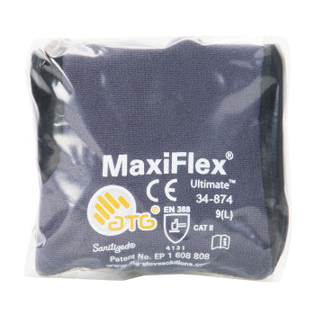 MaxiFlex Ultimate Seamless Knit Nylon / Elastane Glove w/Nitrile Coated MicroFoam Grip on Palm & Fingers - Vend-Ready - Gray - 6/PR - 34-874V