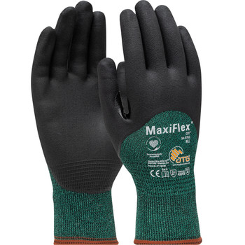 MaxiFlex Cut Seamless Knit Engineered Yarn Glove w/Premium Nitrile Coated MicroFoam Grip on Palm  Fingers & Knuckles - Green - 1/DZ - 34-8753