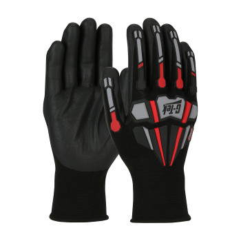 G-Tek Seamless Knit Nylon Glove w/Impact Protection & Nitrile Coated Foam Grip on Palm Fingers - Black - 6/PR - 34-MP150