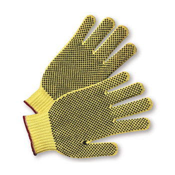 PIP Seamless Knit DuPont Kevlar / Cotton Plated Glove w/Double-Sided PVC Dot Grip - Ladies' - Yellow - 1/DZ - 330-WC35KDEBSL