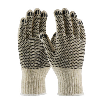 PIP Regular Weight Seamless Knit Cotton/Polyester Glove w/PVC Dotted Grip - Double-Sided - Natural - 1/DZ - 36-110PDD