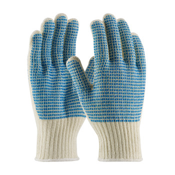 PIP Heavy Weight Seamless Knit Cotton/Polyester Glove w/PVC "V" Pattern Grip - Double-Sided - Natural - 1/DZ - 36-110VV