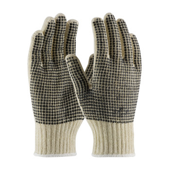 PIP Seamless Knit Cotton / Polyester Glove w/Double-Sided PVC Dot Grip - 7 Gauge - Natural - 20/DZ - 37-C110PDD