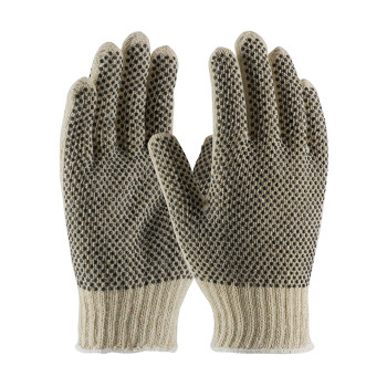 PIP Seamless Knit Cotton / Polyester Glove w/Double-Sided PVC Dense Dot Grip - 7 Gauge - Natural - 20/DZ - 37-C112PDD