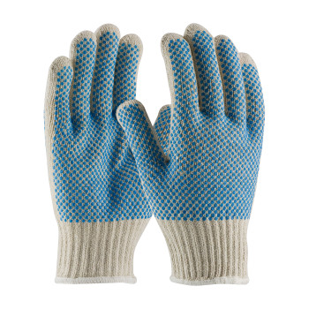 PIP Seamless Knit Cotton / Polyester Glove w/Double-Sided PVC Dense Dot Grip - 7 Gauge - Natural - 16/DZ - 330-PIP37-C512PDD-BL/L