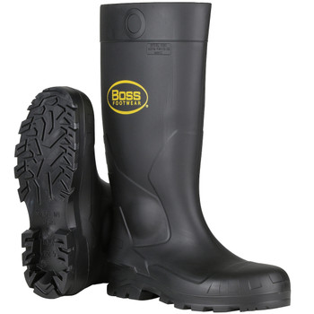 Boss Footwear Over-the-Sock Foot 16" Black PVC Plain Toe Boot - - 1/PR - 380-800