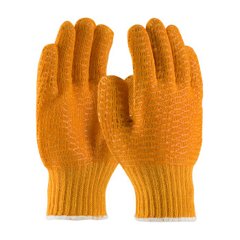 PIP Seamless Knit Polyester Glove w/Double-Sided PVC Honeycomb  Criss-Cross Grip - Wrist - Orange - 1/DZ - 39-3013