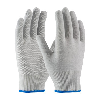 CleanTeam Seamless Knit Nylon / Carbon Fiber Electrostatic Dissipative (ESD) Glove w/PVC Dot Grip - Gray - 1/DZ - 40-6411