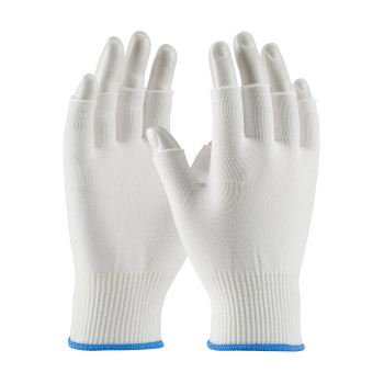 CleanTeam Medium Weight Seamless Knit Nylon Clean Environment Glove - Half-Finger - White - 1/DZ - 40-732