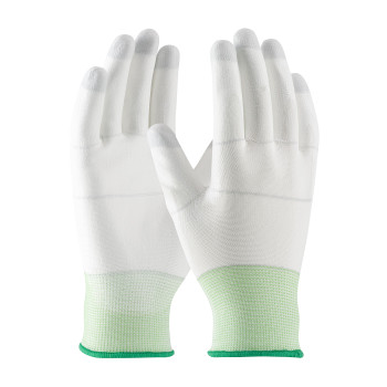 CleanTeam Seamless Knit Nylon Clean Environment Glove w/Polyurethane Coated Smooth Grip on Palm & Fingers - White - 1/DZ - 40-C125