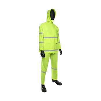 Viz Rainwear ANSI Type O Class 1 Three-Piece Rainsuit - 0.35mm - Hi-Vis Yellow - 1/EA - 4031