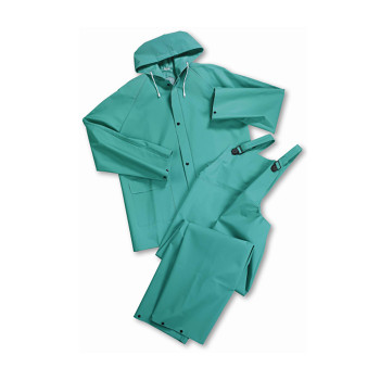 ChemFR Rainwear Treated PVC Two-Piece Acid Suit - 0.40 mm - Green - 1/EA - 4045