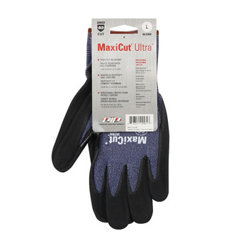 MaxiCut Ultra Seamless Knit Engineered Yarn Glove w/Premium Nitrile Coated MicroFoam Grip on Palm & Fingers - Tagged - Blue - 1/DZ - 44-3745T