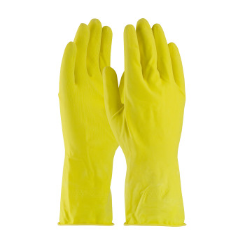 Assurance Unsupported Latex  Flock Lined w/Honeycomb Grip - 14 Mil - Yellow - 1/DZ - 48-L140Y
