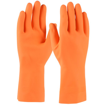 Assurance Unsupported Latex  Industrial Flock Lined w/Honeycomb Grip - 28 Mil - Orange - 1/DZ - 48-L302T