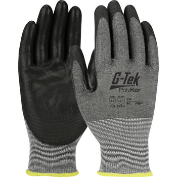 G-Tek PolyKor Seamless Knit Blended Glove w/Polyurethane Coated Smooth Grip on Palm & Fingers - Touchscreen Compatible - Gray - 12/PR - 556