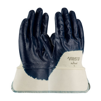 ArmorLite Nitrile Dipped Glove w/Interlock Liner & Textured Finish on Palm  Fingers Knuckles - Safety Cuff - Natural - 1/DZ - 56-3175