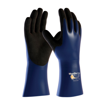 MaxiDry Plus Nitrile Coated Glove w/Nylon / Elastane Liner & Non-Slip Grip on Palm Fingers - Blue - 1/DZ - 56-530