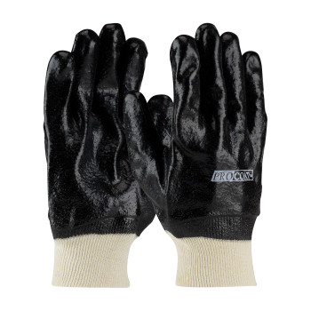 ProCoat Premium PVC Dipped Glove w/Interlock Liner & Semi-Rough Finish - Knit Wrist - Black - 1/DZ - 330-PIP58-8015R