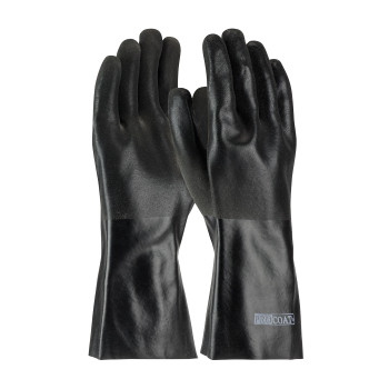 ProCoat Premium PVC Dipped Glove w/Jersey Liner & Rough S&y Finish - 14" Length - Black - 1/DZ - 330-PIP58-8240DD