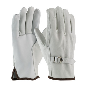 PIP Superior Grade Top Grain Cowhide Leather Drivers Glove w/Pull Strap Closure - Straight Thumb - Natural - 1/DZ - 68-158