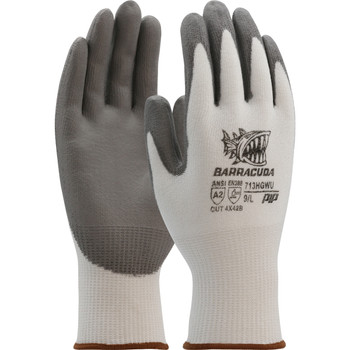 Barracuda Seamless Knit Polykor Blended Glove w/Polyurethane Coated Flat Grip on Palm & Fingers - White - 1/DZ - 713HGWU
