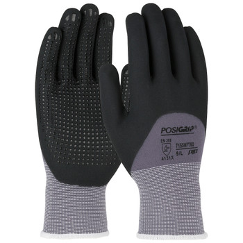 PosiGrip Premium Seamless Knit Nylon/Sp&ex Glove w/Nitrile Coated Foam Grip on Palm  Fingers & Knuckles - Micro Dotted - Gray - 1/DZ - 715SNFTKD