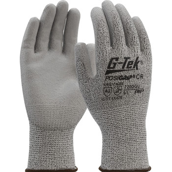 G-Tek PosiGrip Lightweight  Polykor Blend w/Polyurethane palm & finger flat grip coating - Vend-Ready - Salt Pepper - 6/PR - 720DGUV
