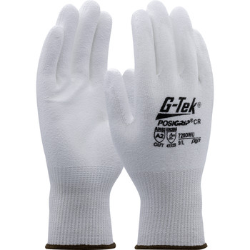 G-Tek PosiGrip Seamless Knit Polykor Blended Glove w/Polyurethane Coated Smooth Grip on Palm & Fingers - White - 1/DZ - 720DWU