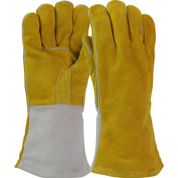 Ironcat Superior Grade Split Cowhide Leather Welder's Glove w/Cotton Lining & DuPont Kevlar Stitching - Gold - 1/DZ - 330-WC9401