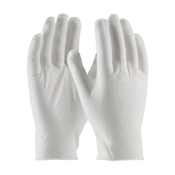 CleanTeam Premium  Light Weight Cotton Lisle Inspection Glove w/Unhemmed Cuff - 10.5" - White - 1/DZ - 330-PIP97-500/10
