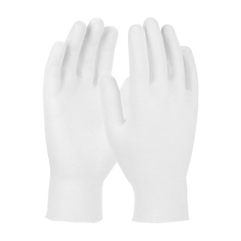 CleanTeam Premium  Light Weight Cotton Lisle Inspection Glove w/Unhemmed Cuff - 10.5" - White - 1/DZ - 330-PIP97-501/10