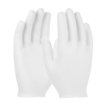 CleanTeam Premium  Light Weight Cotton Lisle Inspection Glove w/Overcast Hem Cuff - Ladies' - White - 1/DZ - 330-PIP97-501H
