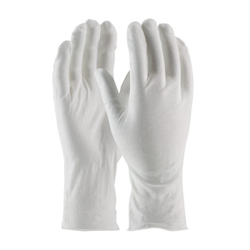 CleanTeam Medium Weight Cotton Lisle Inspection Glove w/Unhemmed Cuff - 12" - White - 1/DZ - 330-PIP97-520/12