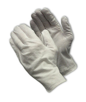 CleanTeam Medium Weight Cotton Lisle Inspection Glove w/Unhemmed Cuff - 10.5" - White - 1/DZ - 330-PIP97-521/10