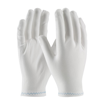 CleanTeam Stretch Nylon Inspection Glove w/Zig-Zag Stitched Rolled Hem - 9" - White - 1/DZ - 330-PIP98-702