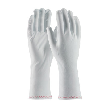 CleanTeam Stretch Nylon Inspection Glove w/Zig-Zag Stitched Rolled Hem - 12" - White - 1/DZ - 330-PIP98-703/12